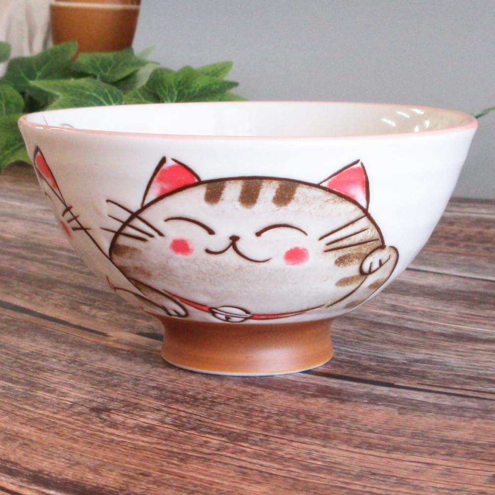 Amazon | ご飯茶碗 陶器 粉引ミケ猫 中平 和食器 美濃焼 業務用